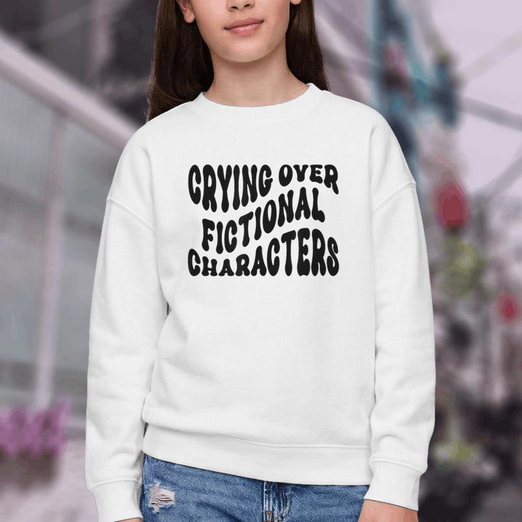 Crying Over Fictional Characters Book Lovers Youth Crewneck Sweatshirt