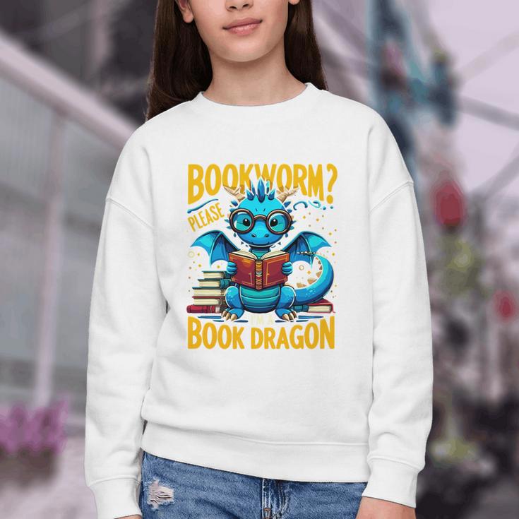 Dragon Bookworm Please I'm A Book Dragon Youth Crewneck Sweatshirt Dragon Bookworm Please I'm A Book Dragon Youth Crewneck Sweatshirt