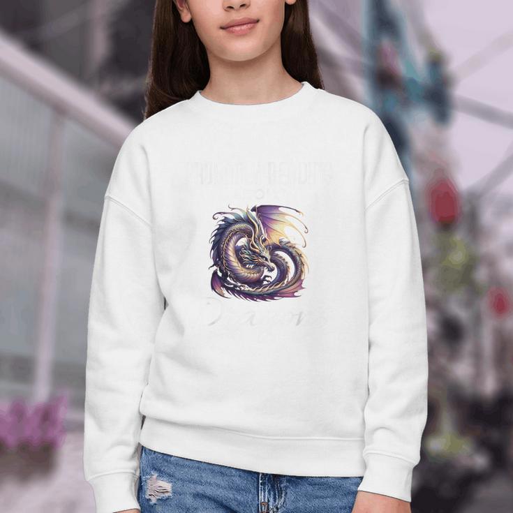 Dragon Fantasy Book Lover And Apparel Probably Reading About Dragons Youth Crewneck Sweatshirt