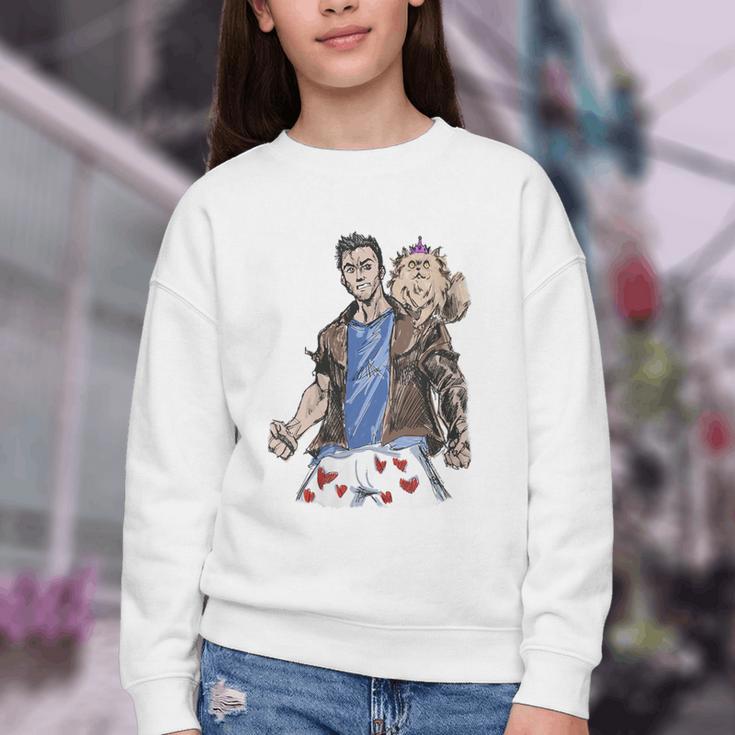 Dungeon Crawler Carl Sketchbook Princess Donut And Carl Book Youth Crewneck Sweatshirt Dungeon Crawler Carl Sketchbook Princess Donut And Carl Book Youth Crewneck Sweatshirt