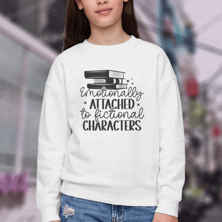 Emotionally Attached To Fictional Characters Banned Books Youth Crewneck Sweatshirt