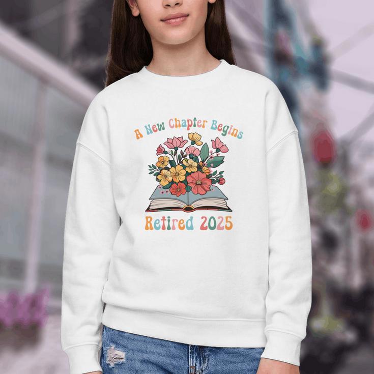 Floral Book Officially Retired 2025 A New Chapter Begins Youth Crewneck Sweatshirt