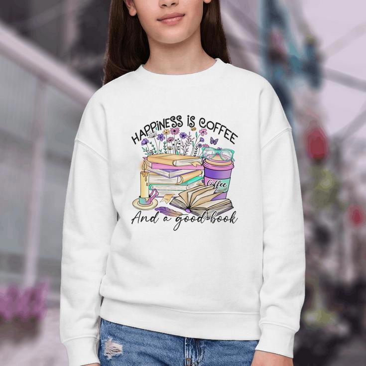 Happiness Is Coffee And a Good Book Women Love Reading Book Youth Crewneck Sweatshirt Happiness Is Coffee And a Good Book Women Love Reading Book Youth Crewneck Sweatshirt