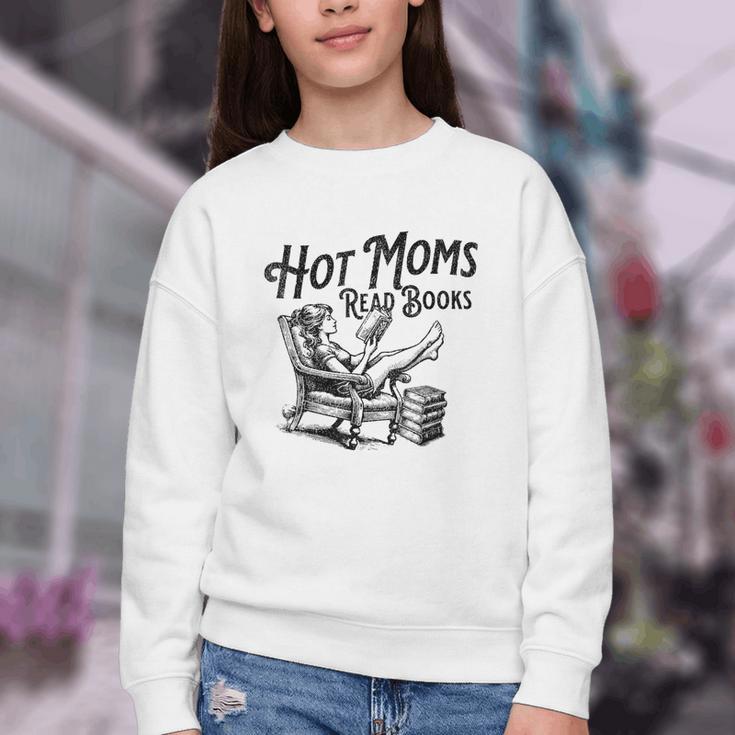 Hot Moms Read Books For Moms Book Lover Youth Crewneck Sweatshirt