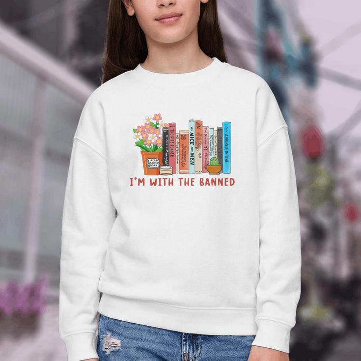 I'm With The Banned Books – Book Lover Librarian Reading Youth Crewneck Sweatshirt