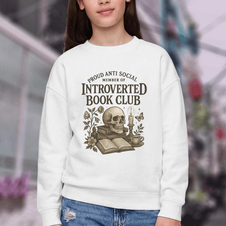 Introverted Book Club Member Anti Social Reader Youth Crewneck Sweatshirt