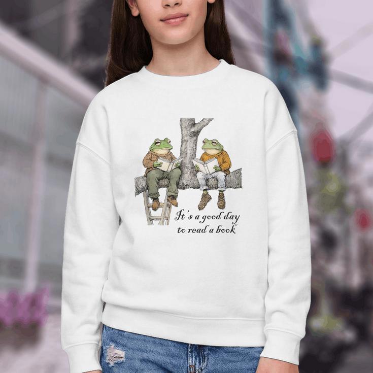 It's A Good Day To Read A Book Frog Toad Youth Crewneck Sweatshirt It's A Good Day To Read A Book Frog Toad Youth Crewneck Sweatshirt