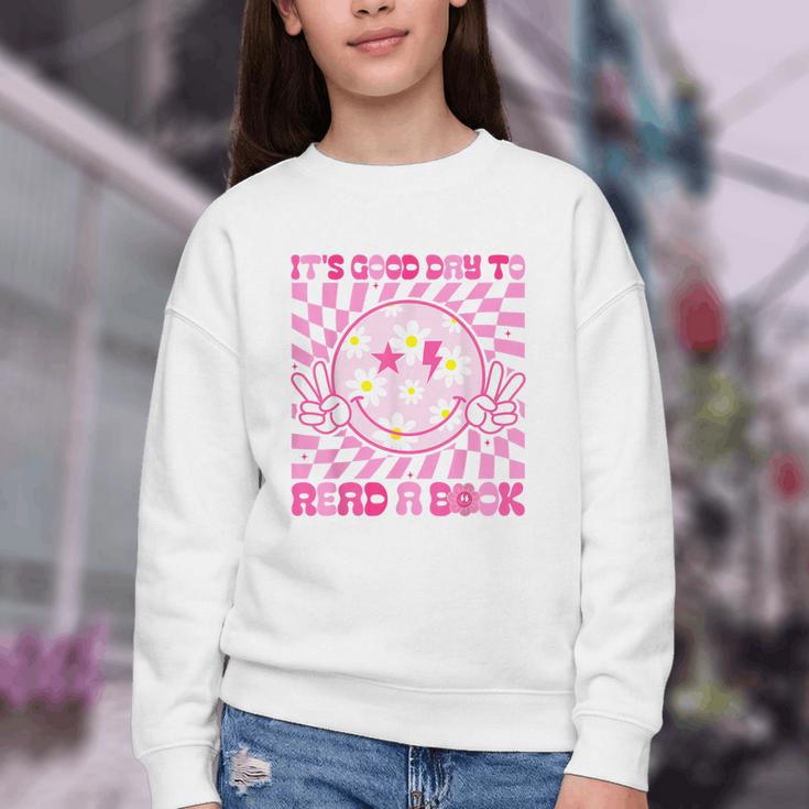 It's Good Day To Read Book Library Reading Lovers Youth Crewneck Sweatshirt