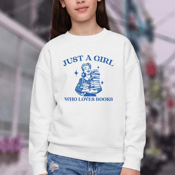 Just a Girl Who Loves Books Book Lover Bookish Youth Crewneck Sweatshirt