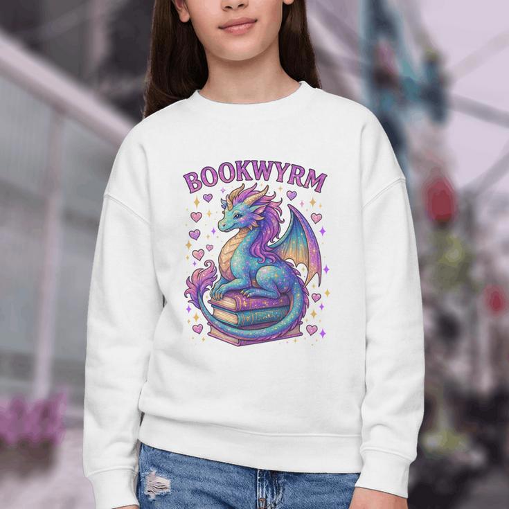 Just a Girl Who Loves Dragons And Books Youth Crewneck Sweatshirt