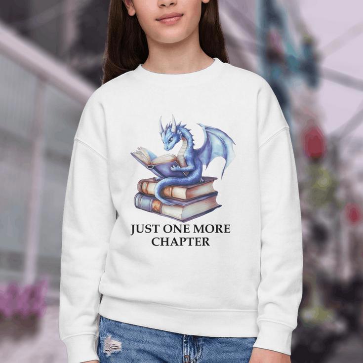 Just One More Chapter Book Dragon Reading Book Lover Bookish Youth Crewneck Sweatshirt
