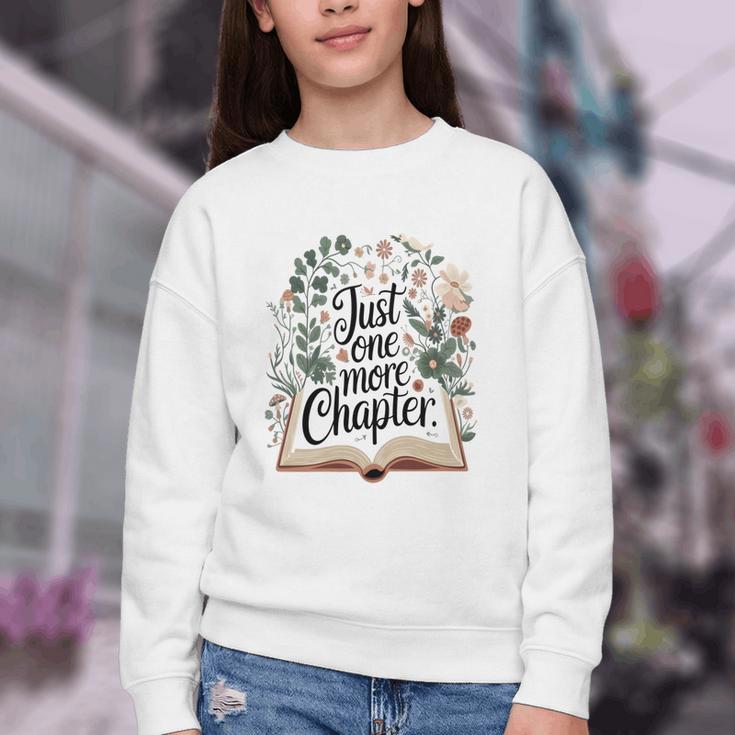 Just One More Chapter Bookish Book Reading Botanical Youth Crewneck Sweatshirt