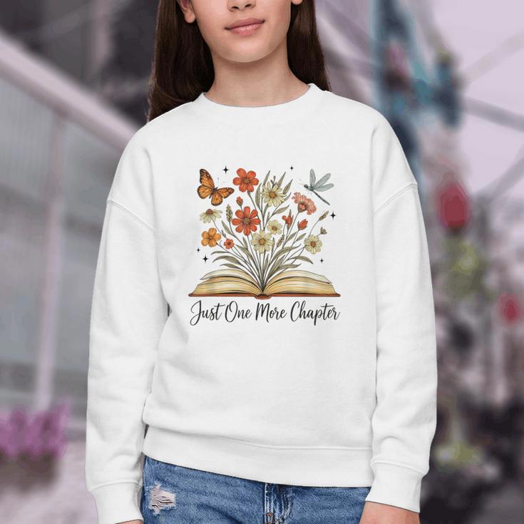 Just One More Chapter Open Book Flowers Youth Crewneck Sweatshirt Just One More Chapter Open Book Flowers Youth Crewneck Sweatshirt