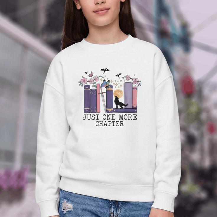 Just One More Chapter Romantasy Book Dragon Bookworm Bookish Youth Crewneck Sweatshirt