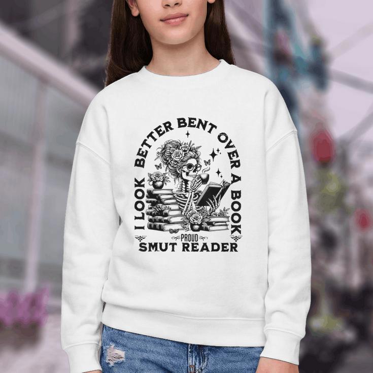 I Look Better Bent Over A Book Smut Reader Youth Crewneck Sweatshirt