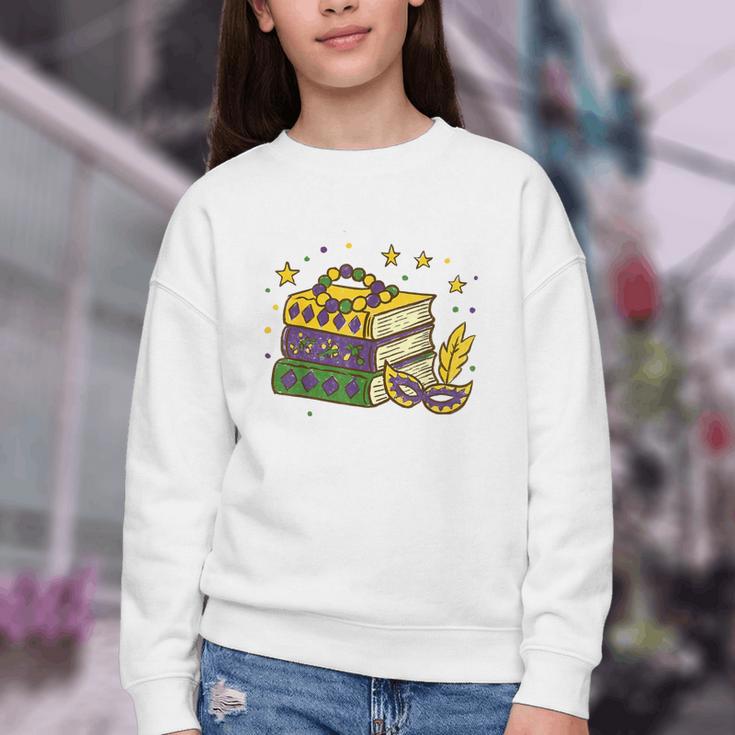 Mardi Gras Book Lover Reading Reader Men Women Kids Youth Crewneck Sweatshirt