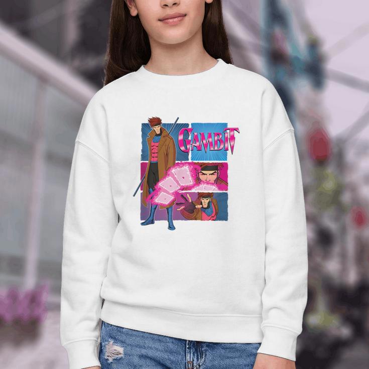 Marvel X-Men '97 Vintage Classic Gambit Comic Book Panels Youth Crewneck Sweatshirt