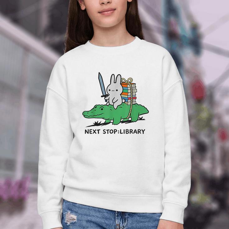 Next Stop Library Reading Book Youth Crewneck Sweatshirt