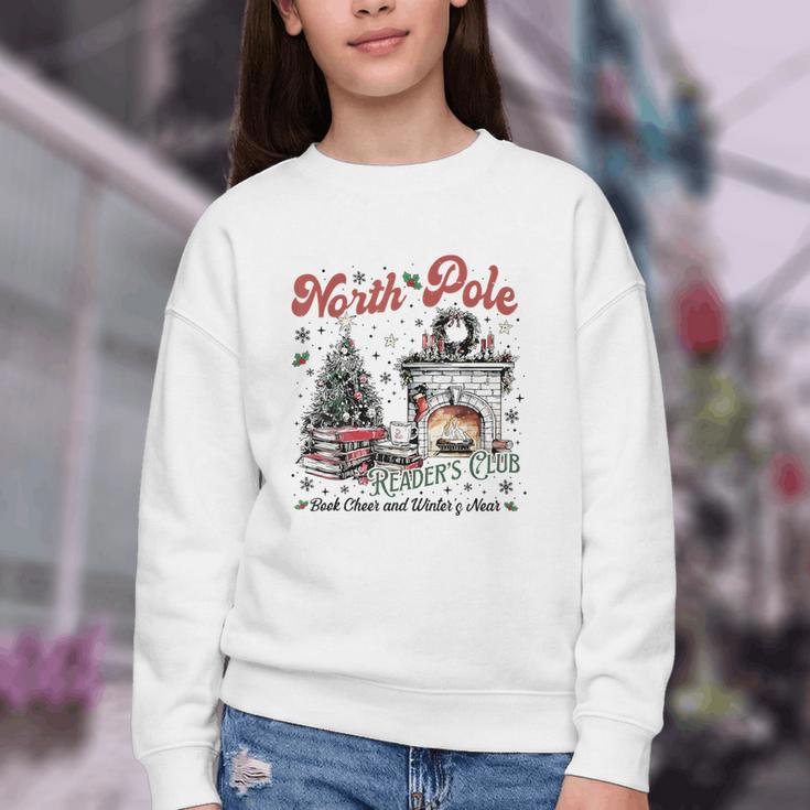 North Pole Book Club Book Lover Bookish Bookworm Christmas Youth Crewneck Sweatshirt