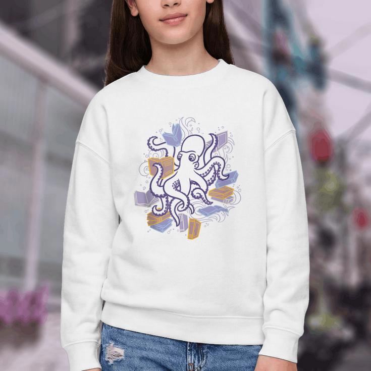 Octopus Book Reader Youth Crewneck Sweatshirt