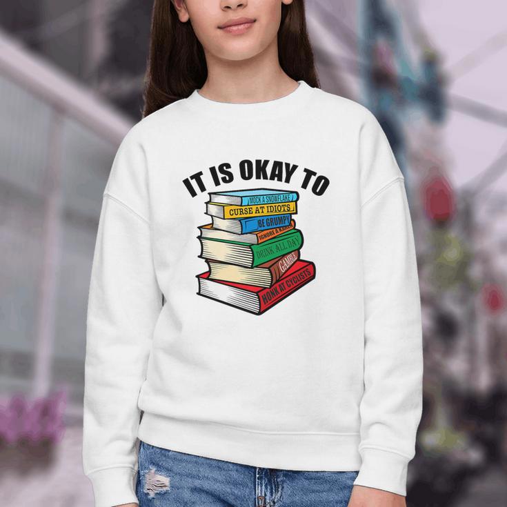 It Is Okay To Be a Grumpy Old Man Book Lover Premium Youth Crewneck Sweatshirt