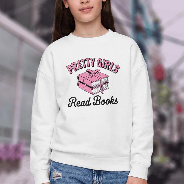 Pretty Girls Read Books Bookworm Book Lover Teacher Youth Crewneck Sweatshirt