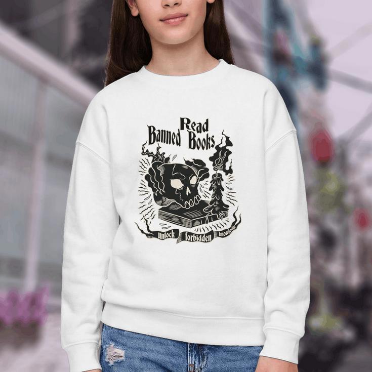Read Banned Books Unlock Forbidden Knowledge Youth Crewneck Sweatshirt