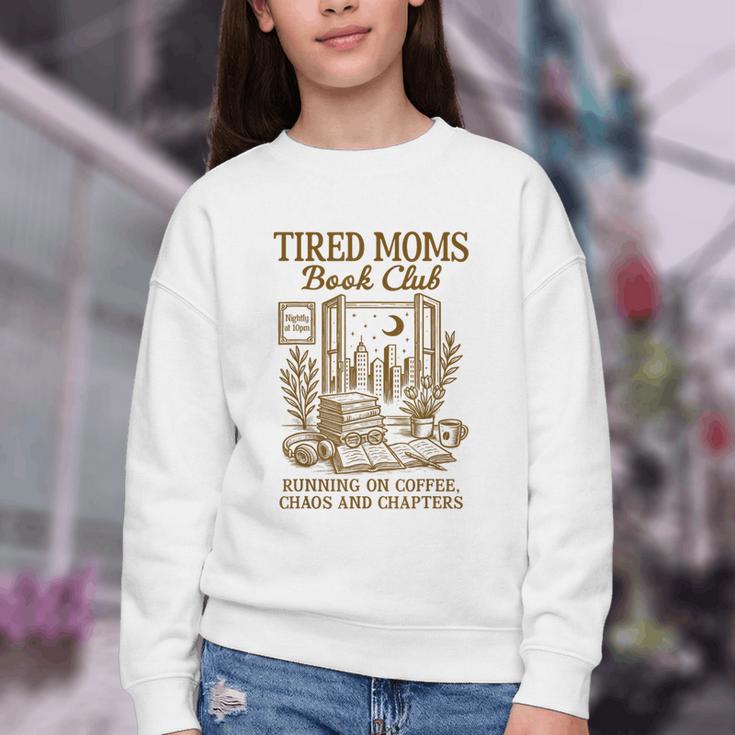 Reading Book Lover Bookish Motherhood Tired Moms Book Club Youth Crewneck Sweatshirt