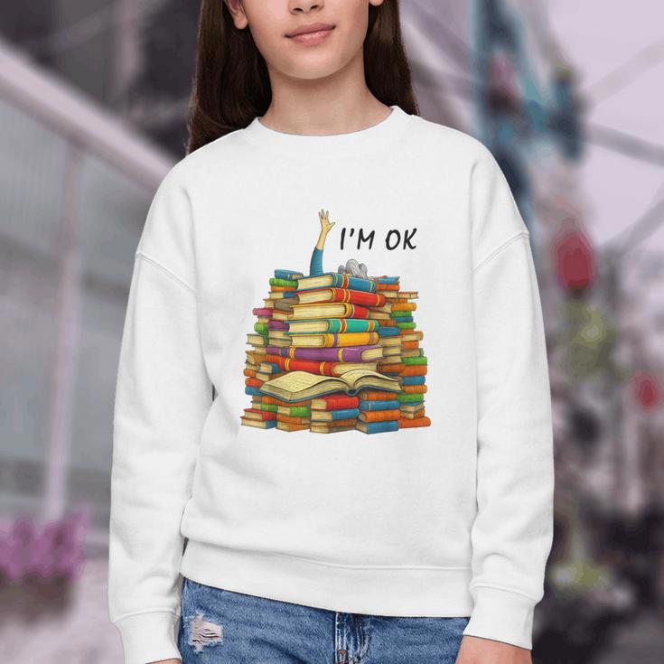 Reading Books Librarian Reader Nerd I'm Ok Teacher School Youth Crewneck Sweatshirt Reading Books Librarian Reader Nerd I'm Ok Teacher School Youth Crewneck Sweatshirt