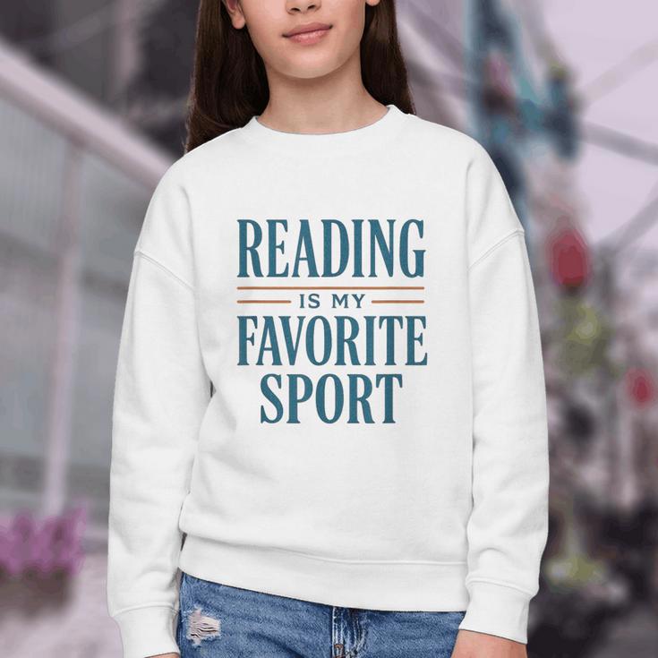 Reading Is My Favorite Sport Literary Book Lover Typography Youth Crewneck Sweatshirt