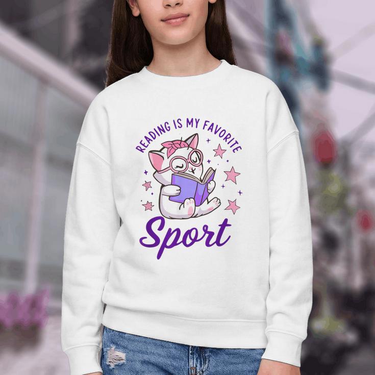 Reading Is My Favorite Sport Saying Quote Book Lovers Youth Crewneck Sweatshirt