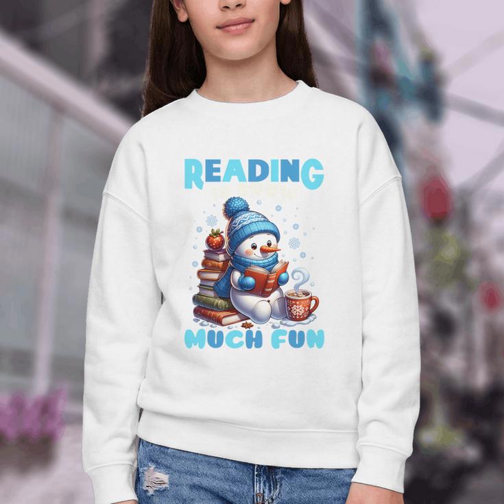 Reading Is Snow Much Fun Christmas Xmas Book Reading Youth Crewneck Sweatshirt