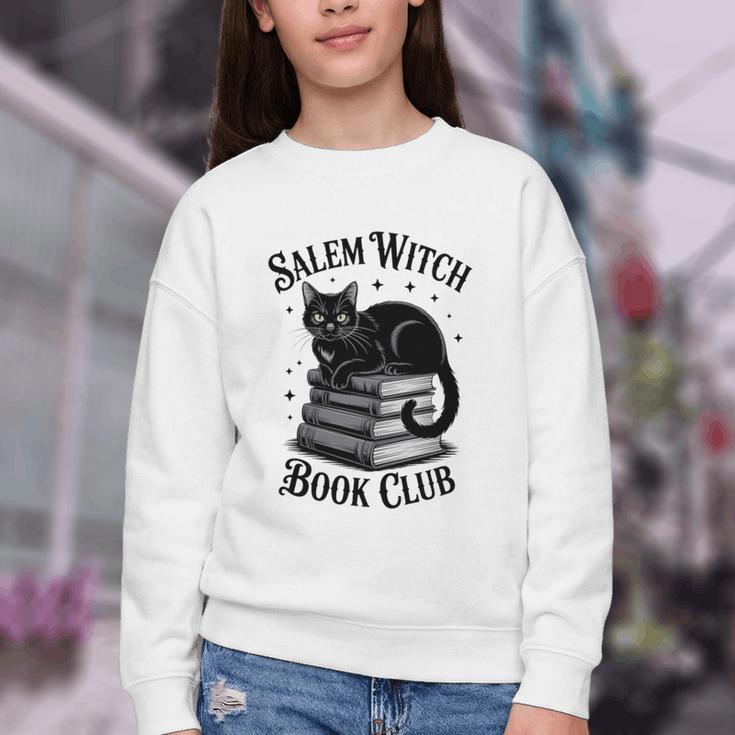 Salem Witch Book Club Bookish Halloween Cat Women Youth Crewneck Sweatshirt Salem Witch Book Club Bookish Halloween Cat Women Youth Crewneck Sweatshirt