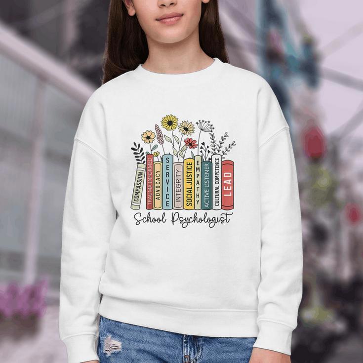 School Psychologist Book Psychology Teacher Appreciation Youth Crewneck Sweatshirt