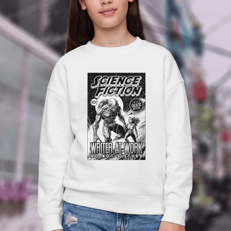 Science Fiction Writer At Work Vintage Book Cover Youth Crewneck Sweatshirt