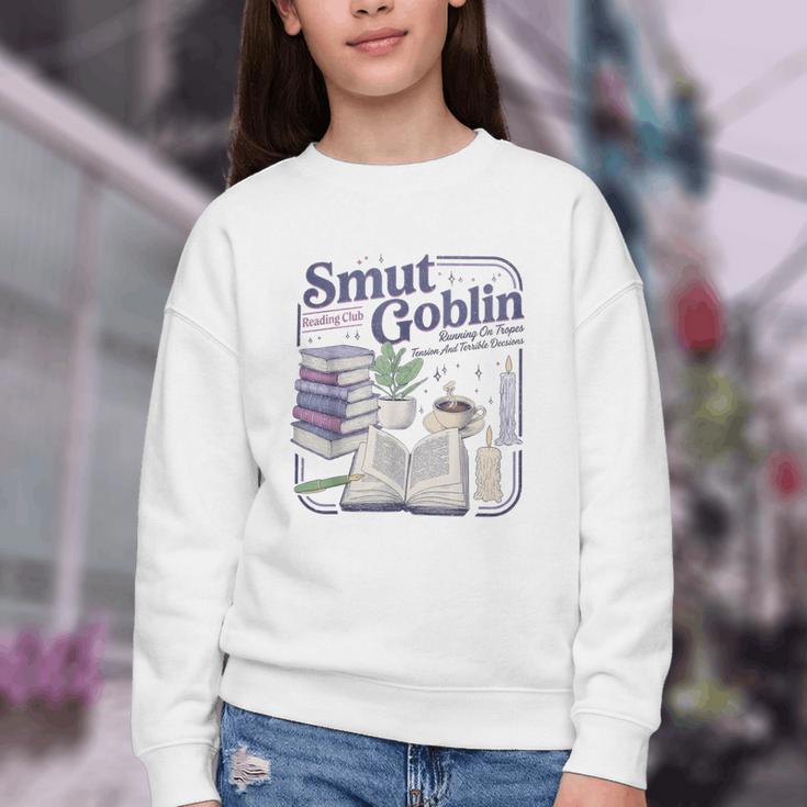 Smut Goblin Reading Club Book Lover Dark Academia Youth Crewneck Sweatshirt