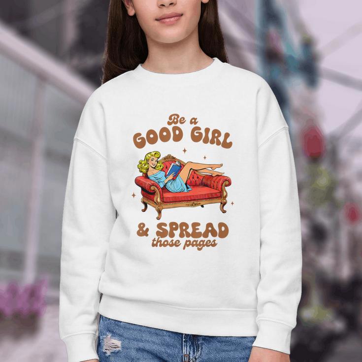 Smut Reader Be A Good Girl & Spread Those Pages Spicy Book Youth Crewneck Sweatshirt Smut Reader Be A Good Girl & Spread Those Pages Spicy Book Youth Crewneck Sweatshirt