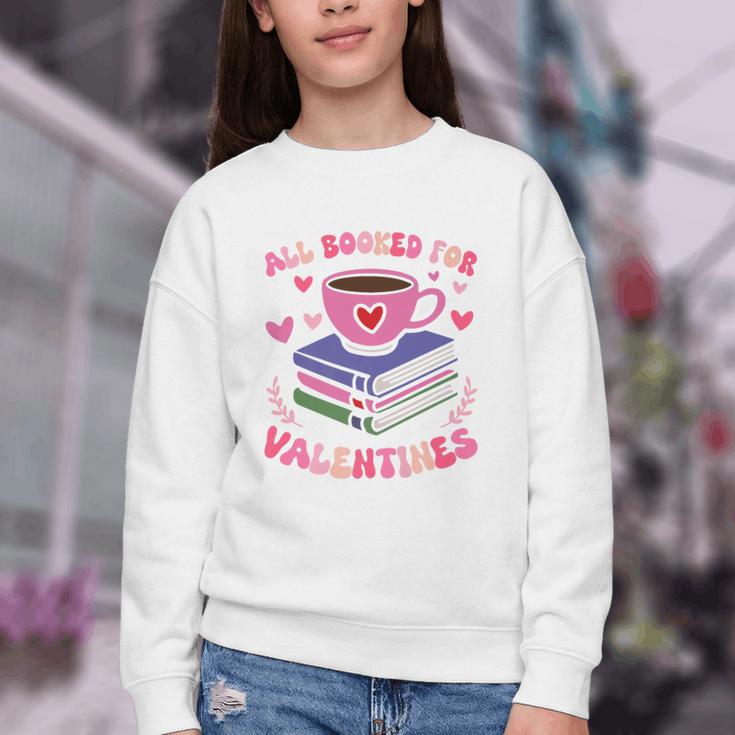 Valentines All Booked For Valentines Book Lovers Teacher Kid Premium Youth Crewneck Sweatshirt