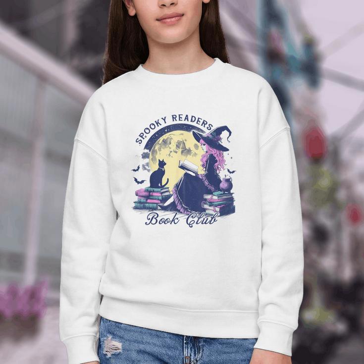 Vintage Sexy Witch Spooky Readers Book Lover Club Halloween Youth Crewneck Sweatshirt