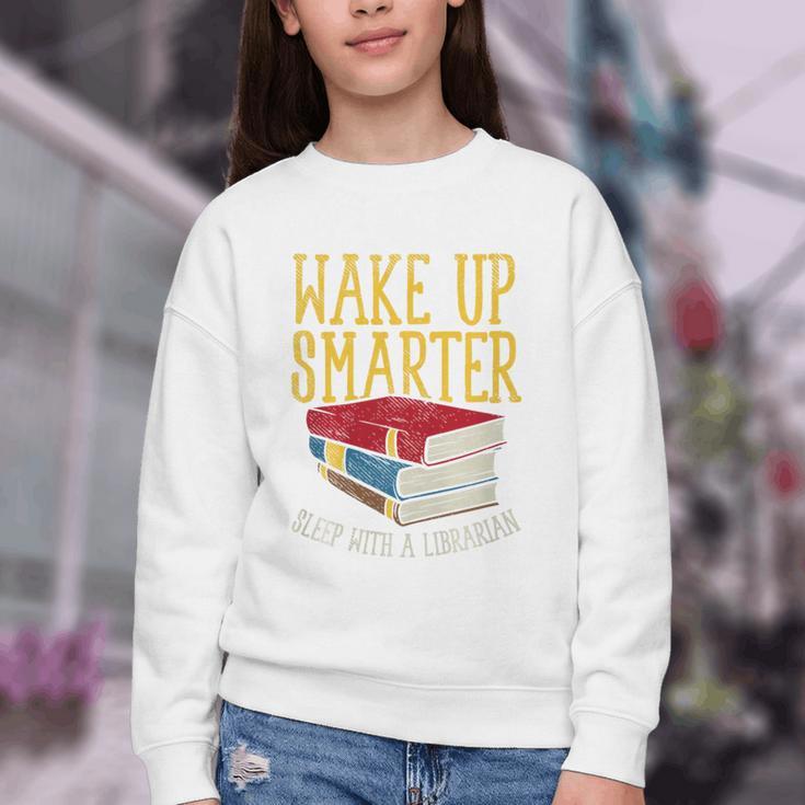 Wake Up Smarter Librarian Book Stack Premium Tri-Blend Youth Crewneck Sweatshirt