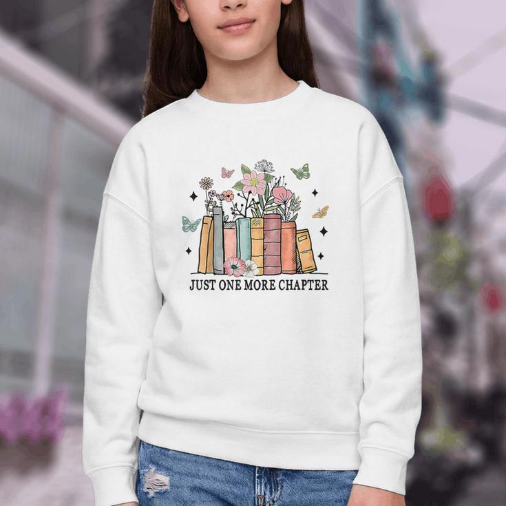 Wildflower Floral Book Just One More Chapter Youth Crewneck Sweatshirt Wildflower Floral Book Just One More Chapter Youth Crewneck Sweatshirt