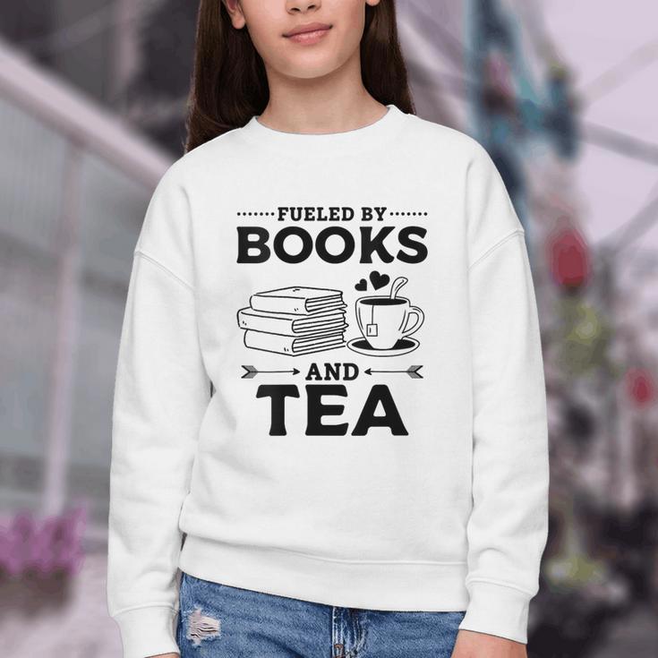 Women's Fueled By Books And Tea Book Lover Bookworm Reading Books Youth Crewneck Sweatshirt