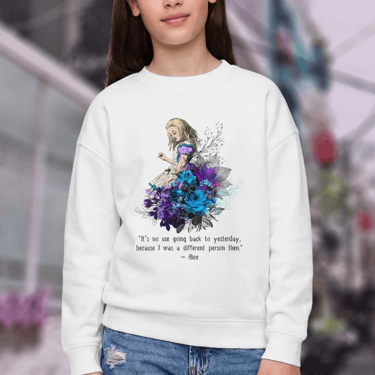 Women's Vintage Book Quote It’s No Use Going Back To Yesterday Youth Crewneck Sweatshirt
