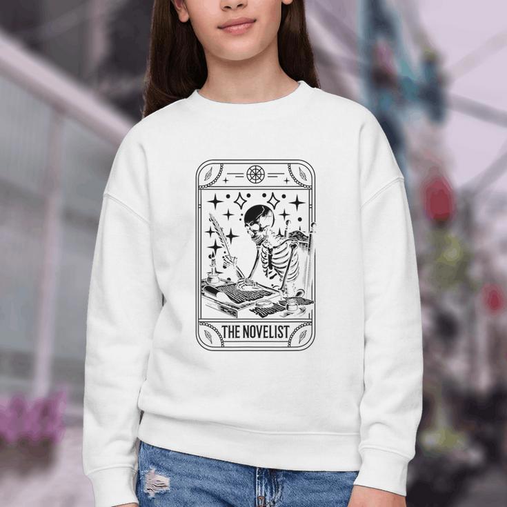 Writer Novelist Book Poetry Author Skeleton Tarot Card Youth Crewneck Sweatshirt