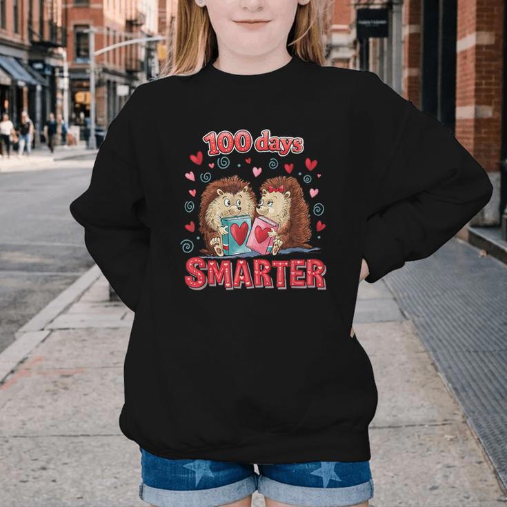 100 Days Smarter Shirt Cute Hedgehog Love Books School Tee Youth Crewneck Sweatshirt 100 Days Smarter Shirt Cute Hedgehog Love Books School Tee Youth Crewneck Sweatshirt