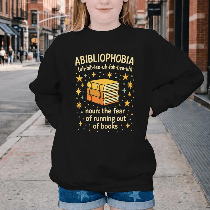 Abibliophobia Book Lover Reading Humor Graphic Youth Crewneck Sweatshirt