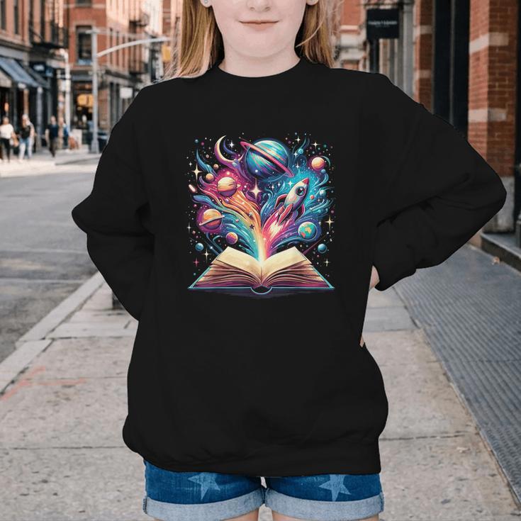 Astronomy Space Lover Books Bookworm Youth Crewneck Sweatshirt