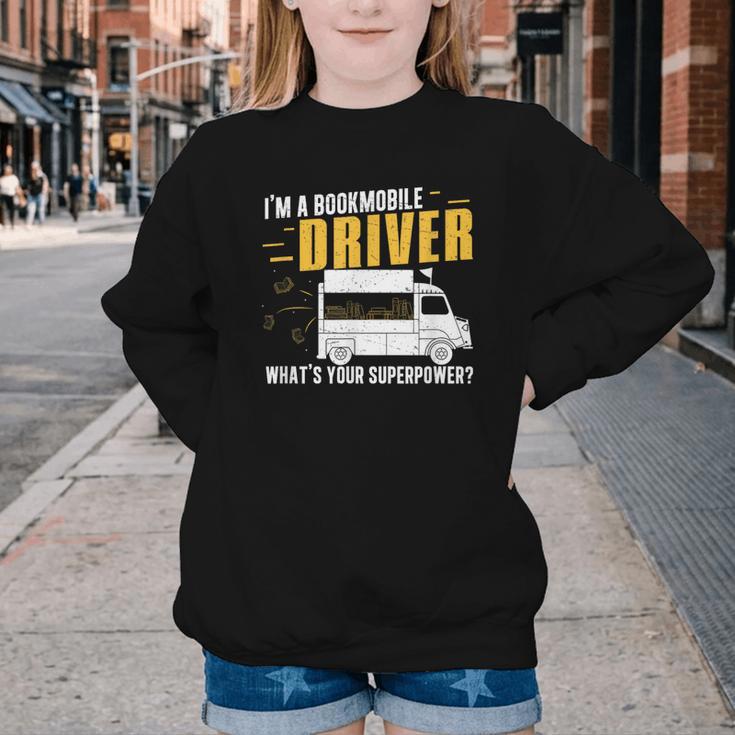 Awesome Bookmobile Driver What's Your Superpower Book Wagon Youth Crewneck Sweatshirt