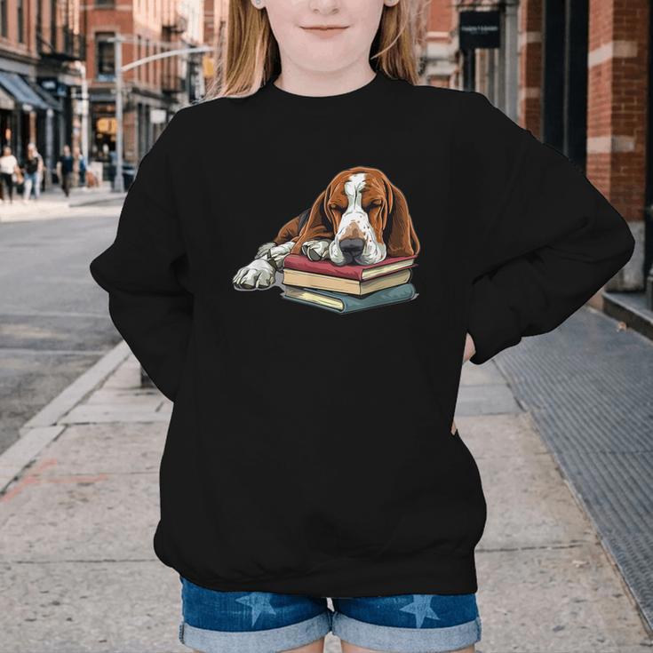 Basset Hound Books Dog Breed Graphic Youth Crewneck Sweatshirt Basset Hound Books Dog Breed Graphic Youth Crewneck Sweatshirt