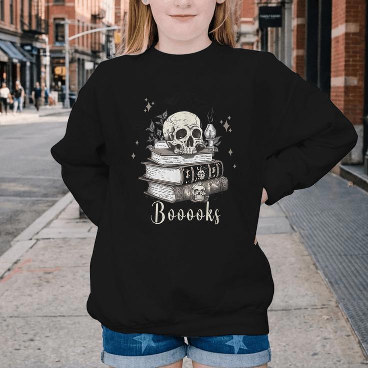Boo Skeleton Skull Books Halloween Women School Teacher Kid Youth Crewneck Sweatshirt Boo Skeleton Skull Books Halloween Women School Teacher Kid Youth Crewneck Sweatshirt